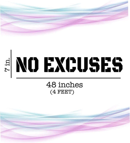 Fairwinds Design - No Excuses 4’ Long Gym Wall Vinyl Decal - Inspirational Workout Wall Quote for Gym and Fitness Center (Gold)
