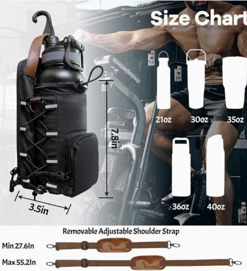Magnetic Gym Bag for Men and Women, Water Bottle Holder Gym Magnetic Bag Company, Magnetic Crossbody Gym Bag for Gym, Travel, Work and Sports, Gym Gifts (All Black)