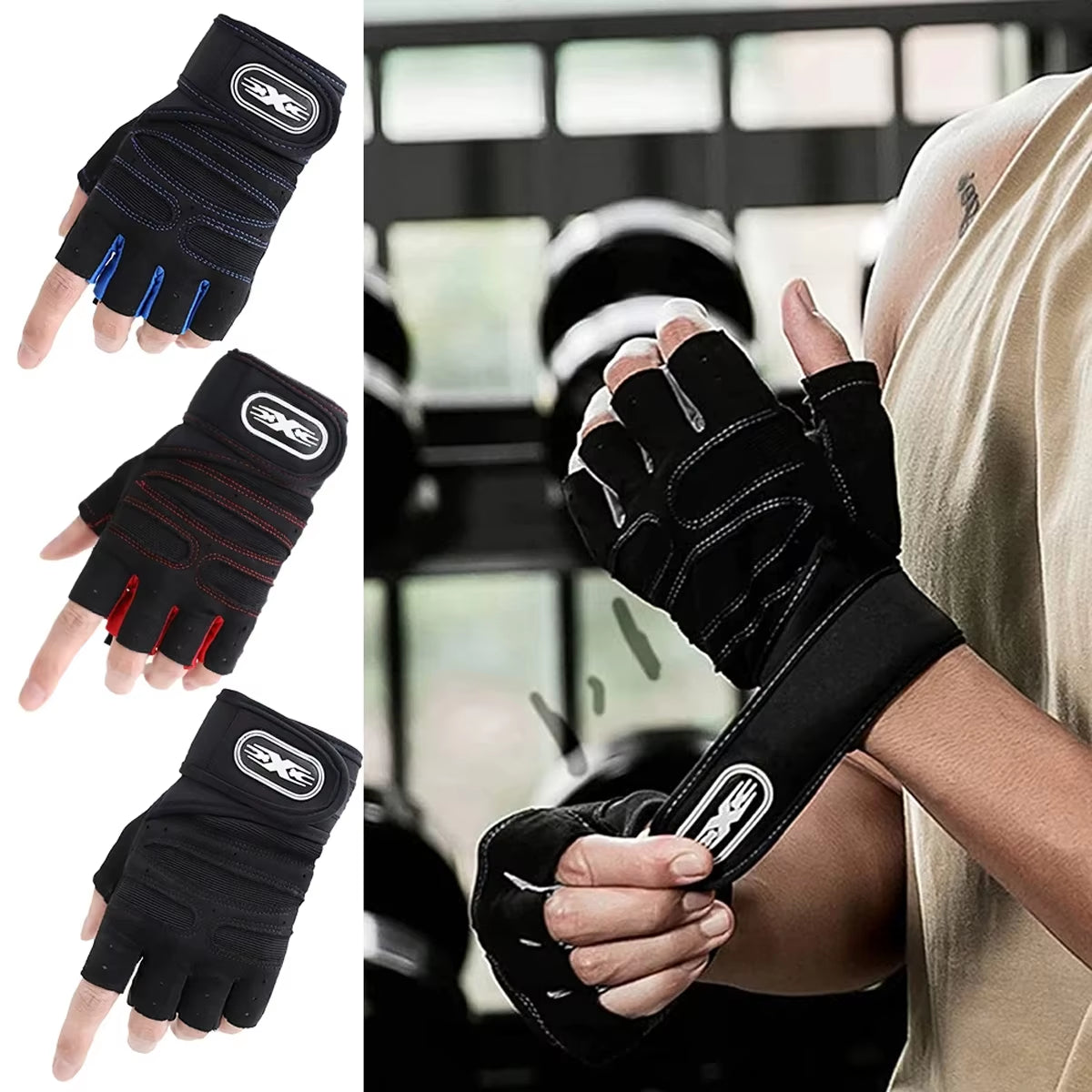 Men'S Fitness Gloves Women'S Fitness Weightlifting Wristband Gloves Fitness Training Sports Exercise Mountaineering Gloves