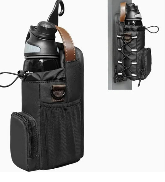 Magnetic Gym Bag for Men and Women, Water Bottle Holder Gym Magnetic Bag Company, Magnetic Crossbody Gym Bag for Gym, Travel, Work and Sports, Gym Gifts (All Black)